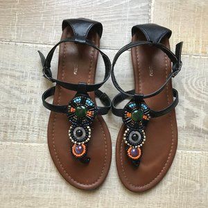 Chinese Laundry Black Embellished Sandals Size 7.5